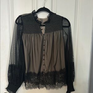 Anthropology Elegant Black Lace Women's Top Size Medium